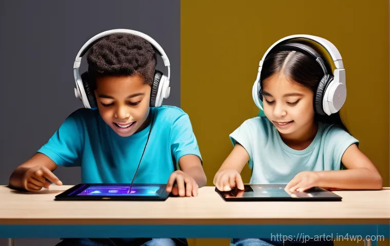사운드 아트의 교육적 활용 가능성 - **Prompt:** A dynamic, high-definition photograph capturing a diverse group of 6-10-year-old childre...