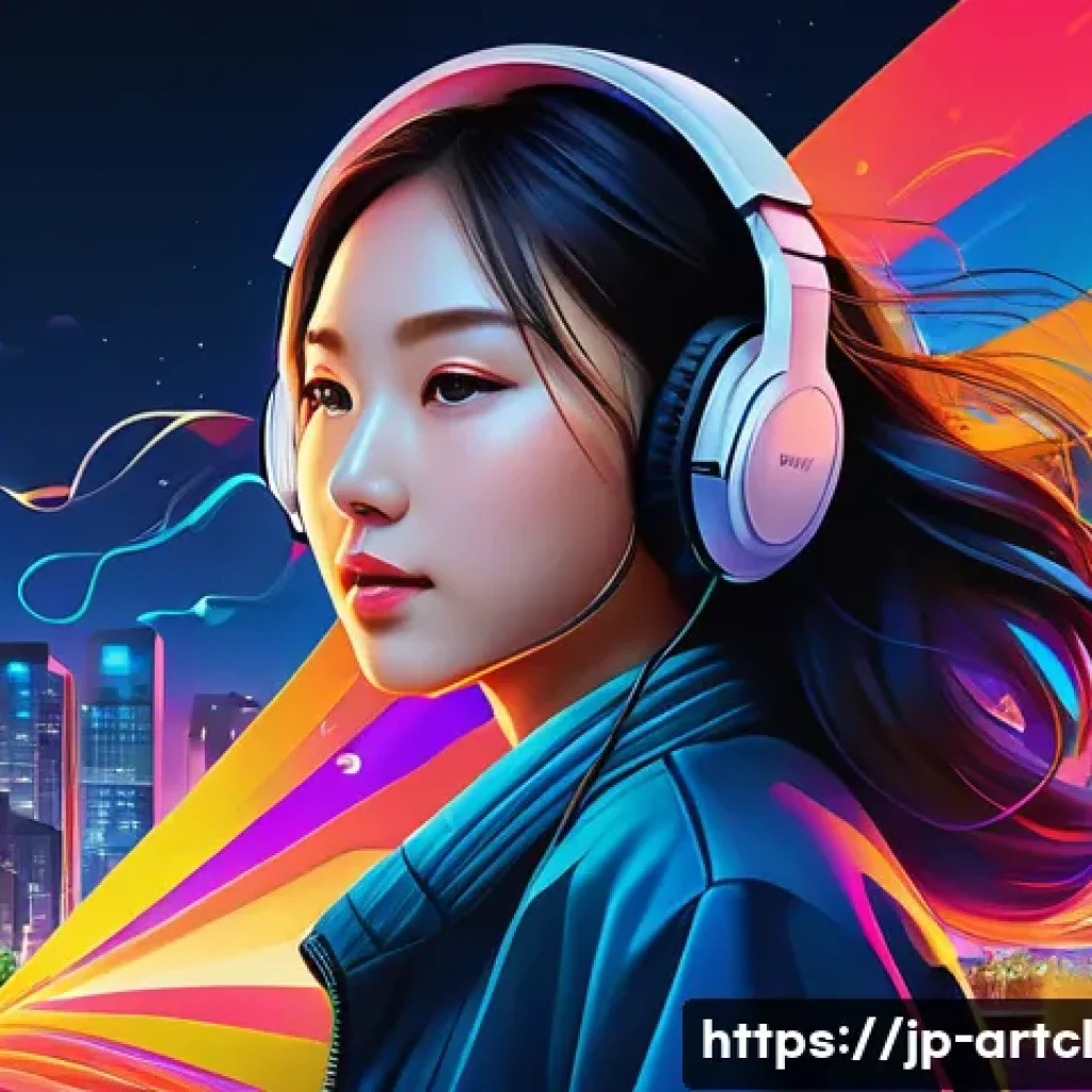 사운드 아트 프로젝트의 효과적인 홍보 전략 - A vibrant and dynamic digital artwork illustrating the concept of sound art, featuring colorful, flo...